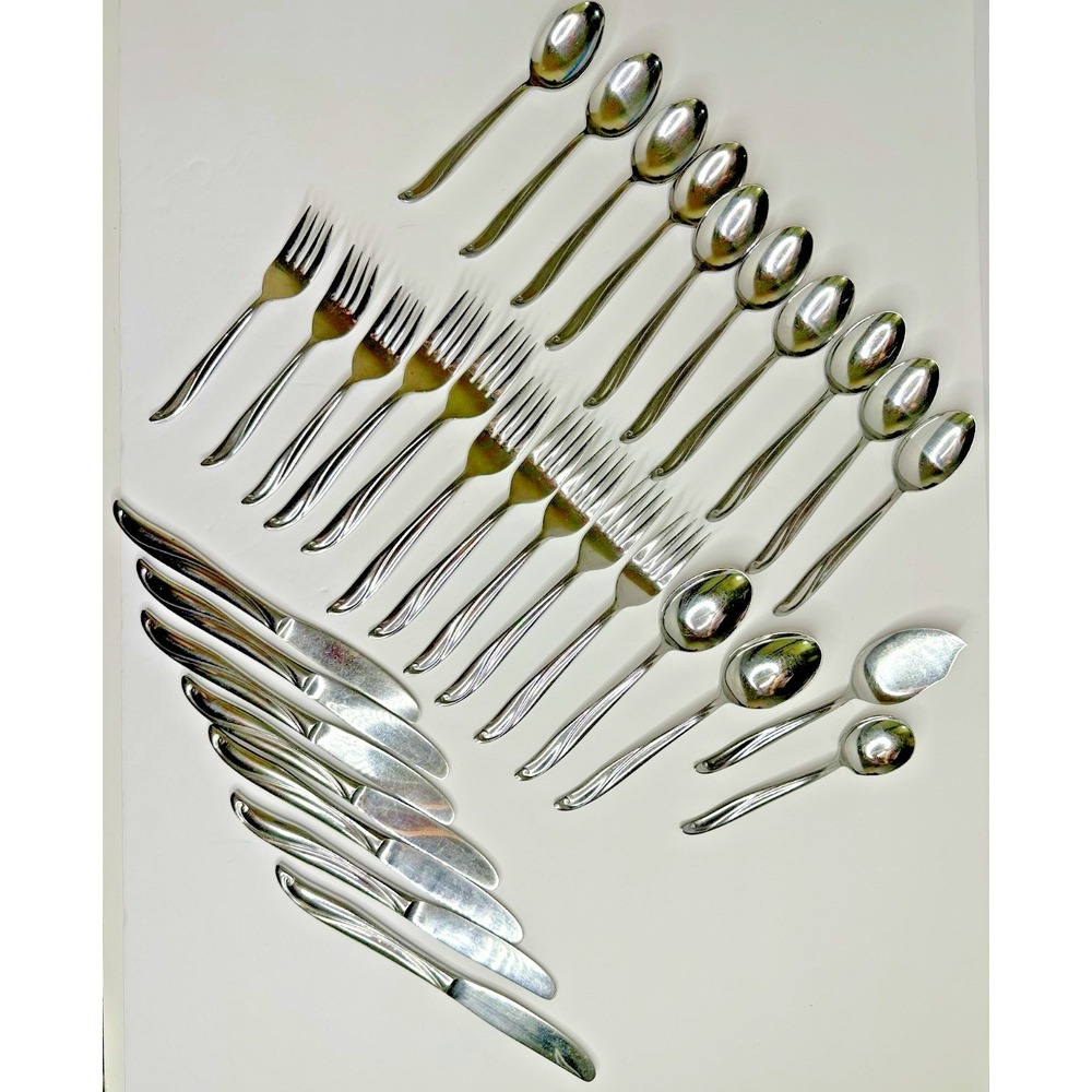Vintage AMC Lucerne Stainless Flatware Set 31 Pc Japan Spoon Fork Knife